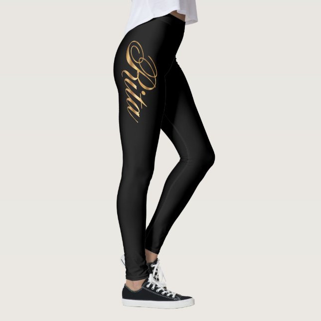 Rita gold Design Lettering Leggings (Direita)