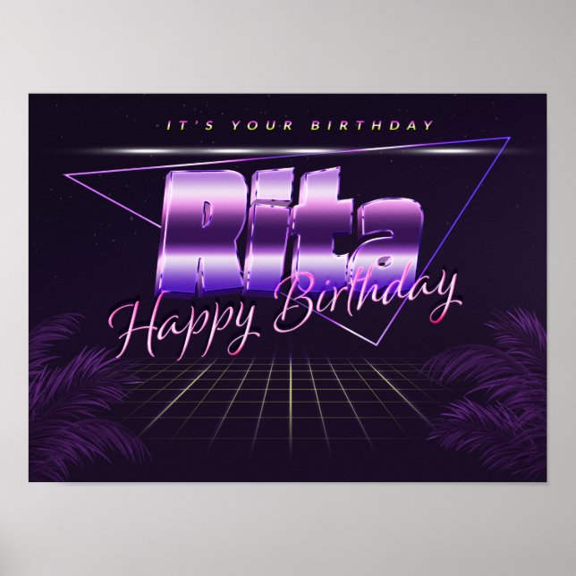 Rita Name Vorname lila retro Poster Geburtstag (Frente)