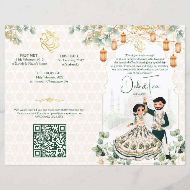 Ritos de casamento hindus programam ouro verde (Frente)