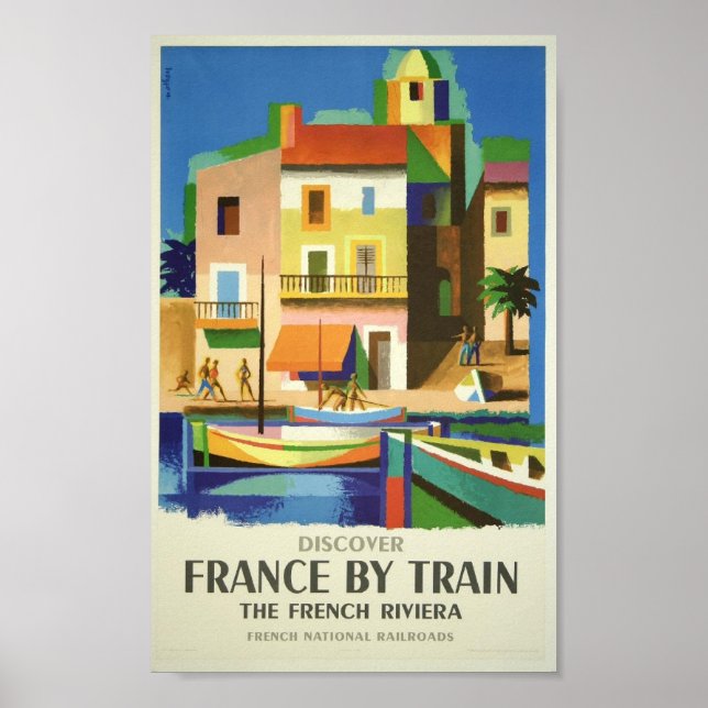 Riviera francesa por Poster de viagens de trem (Frente)