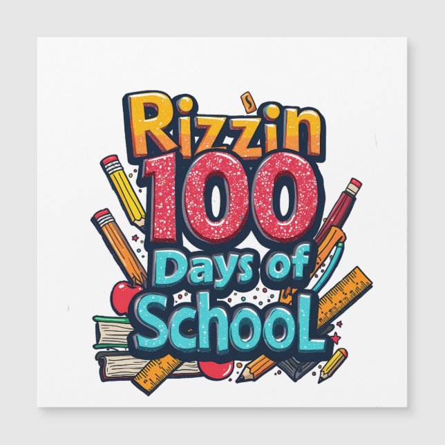 Rizzin 100 dias de escola Gen Alpha Engraçado (Frente)