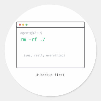 rm -rf / - Adesivo de Presente para Devs