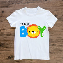 Roar Boy Leão Fofo Safari Animal Kids Camiseta