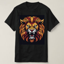 "Roar com Confiança: Leão Negrito Impresso T-Shirt