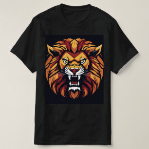 "Roar com Confiança: Leão Negrito Impresso T-Shirt