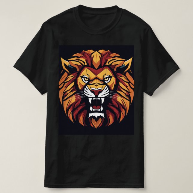 "Roar com Confiança: Leão Negrito Impresso T-Shirt (Frente do Design)