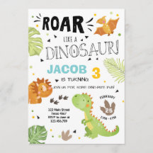 Roar Dinossaur convite de aniversário Dino Party B