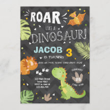 Roar Dinossaur convite de aniversário Dino Party B