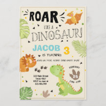 Roar Dinossaur convite de aniversário Dino Party B