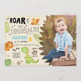 Roar Dinossaur convite de aniversário Dino Party B