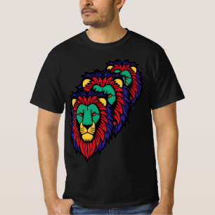 Roar Triplo - Camisa T De Rosto De Leão Negrito