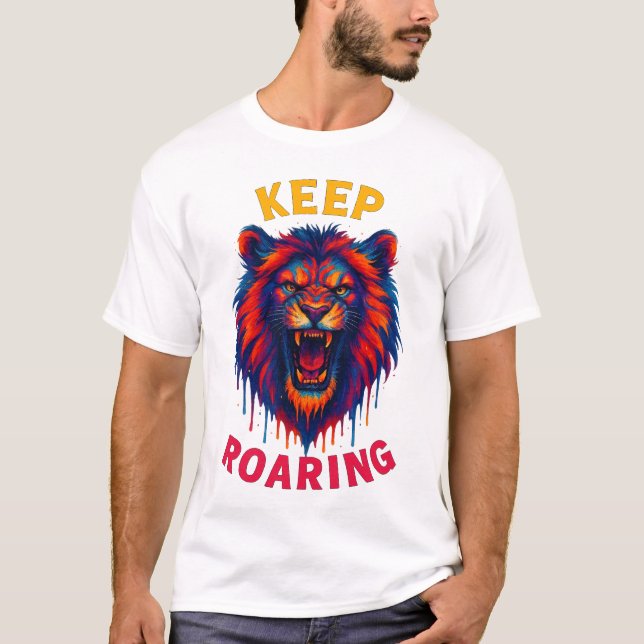 Roaring Lion T-shirt – Wild Jungle Animal Graphic (Frente)