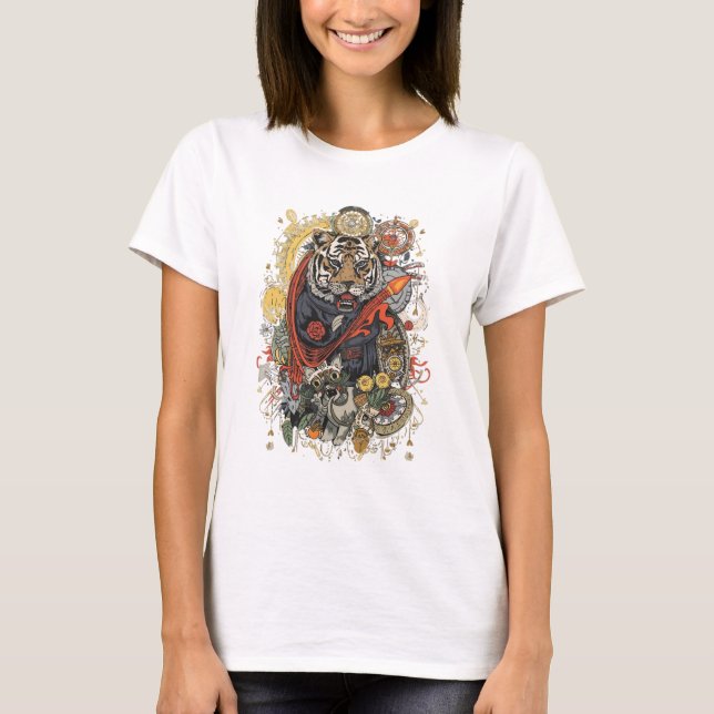 Roaring Tiger T-Shirt | Wild Strength Animal Art (Frente)