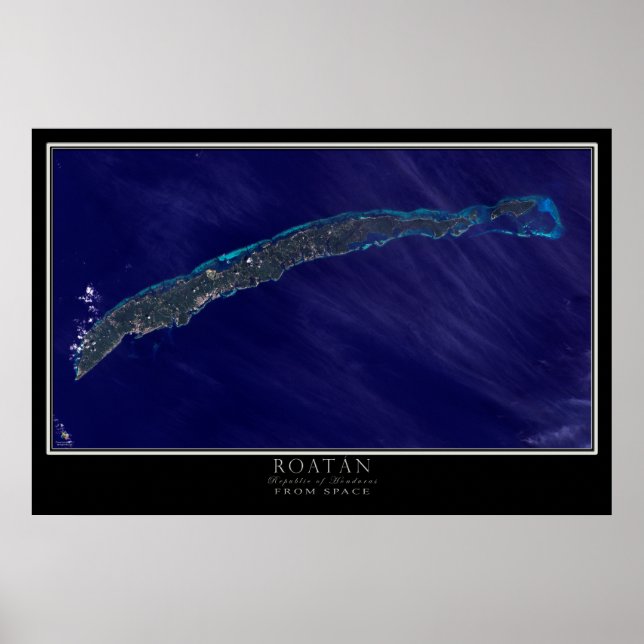 Roatán Bay Islands Honduras Satellite Poster Map (Frente)