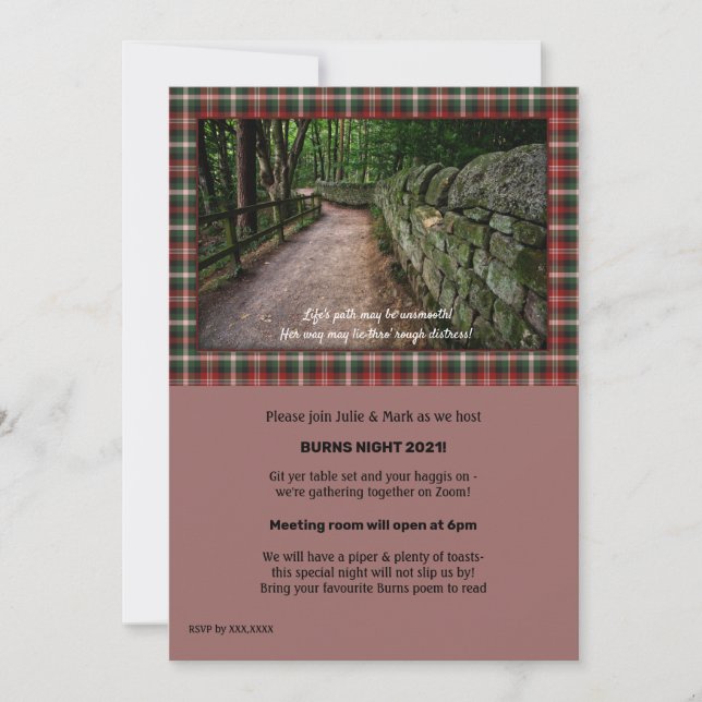 Robbie Burns Social Media Convite (Frente)