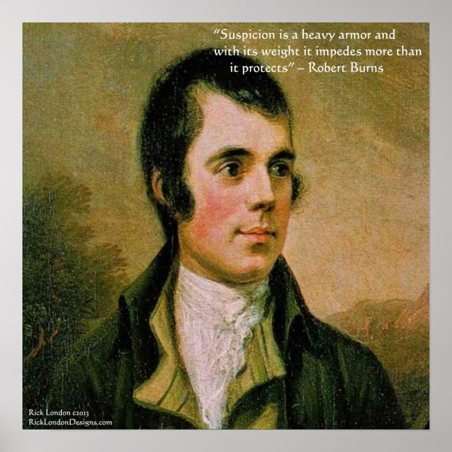 Robert Burns & Citação Famosa de Suspeita Poster (Frente)