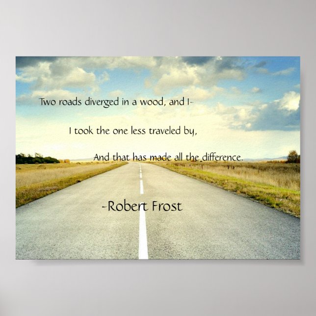 Robert Frost Road Menos Viagens Poster de Cotação (Frente)