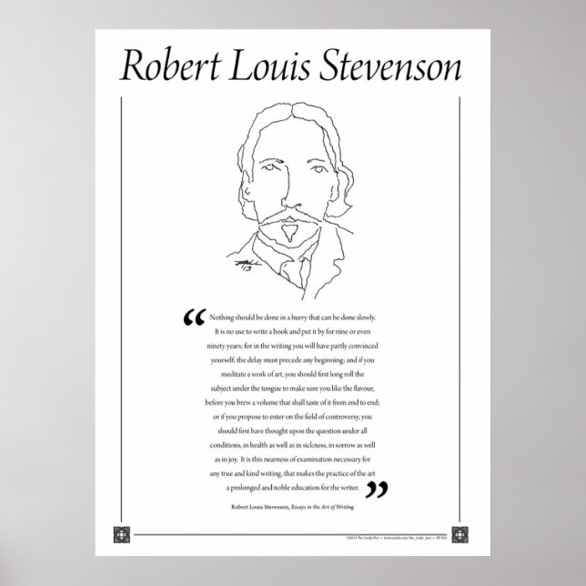 Robert Louis Stevenson Escrevendo Cote Poster (Frente)
