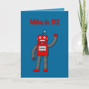 Robi o cartão de aniversário de criança retro d