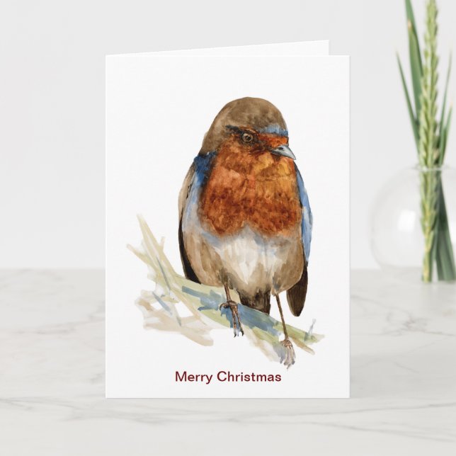 Robin Europeu olhando para o cartão de Natal (Frente)