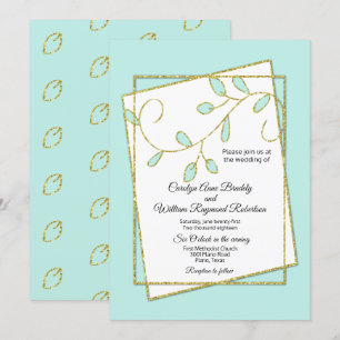 Robins Convite para Casamento de Folhas Azuis e Do