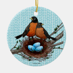 Robins Nest nome personalizado ornamento