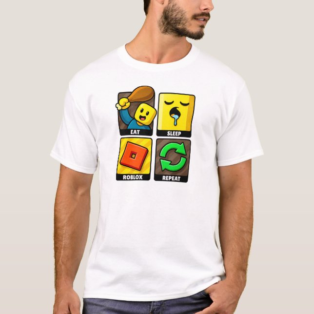 Roblox Comer Dormir Repetir Camisa Divertida de Jo (Frente)