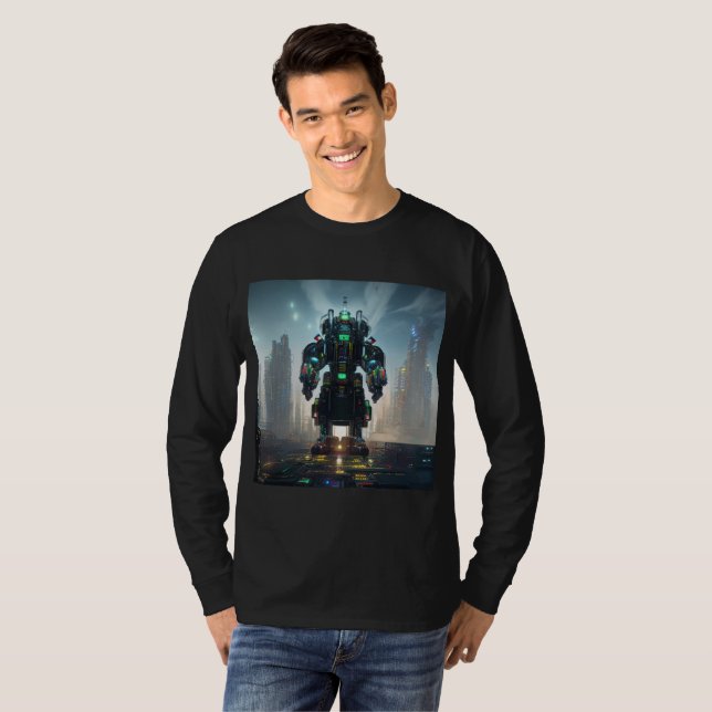 Robô 4 homens camiseta manga longa preta (Frente Completa)