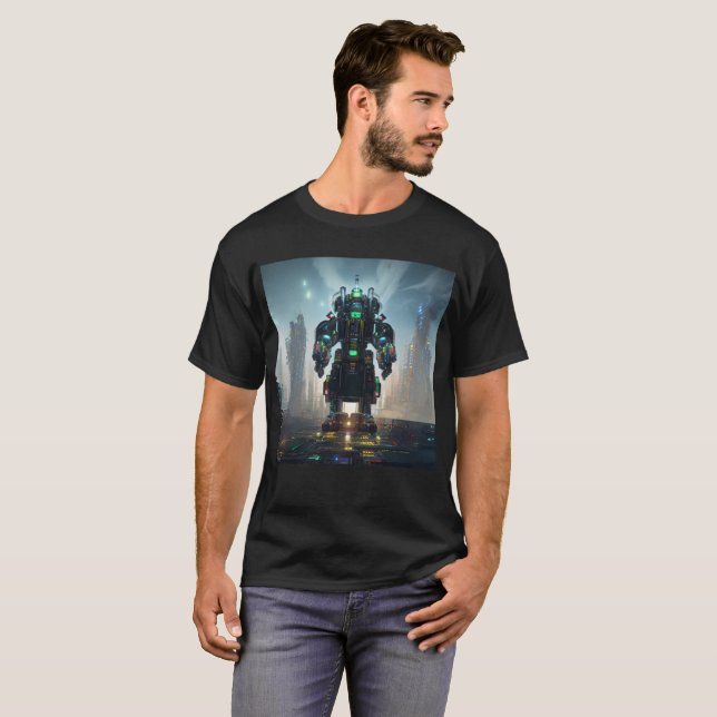 Robô 4 homens camiseta preta (Frente Completa)