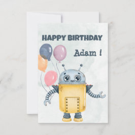 Robô com balões Feliz Cartão de Aniversário