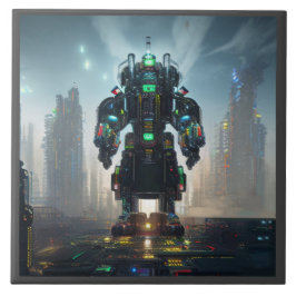 Robot 4 grande azulejo de cerâmica