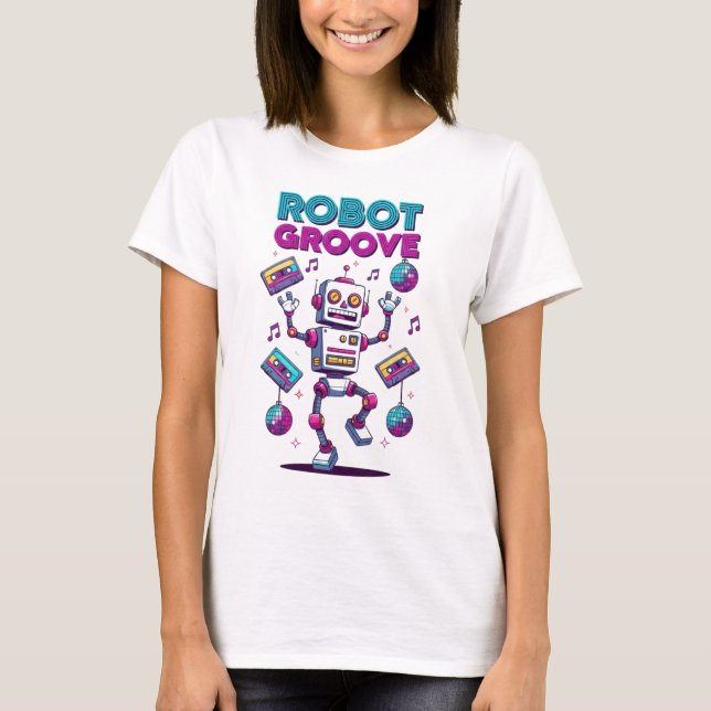 Robot Groove – Retro 80s Dance Vibes T-Shirt (Frente)