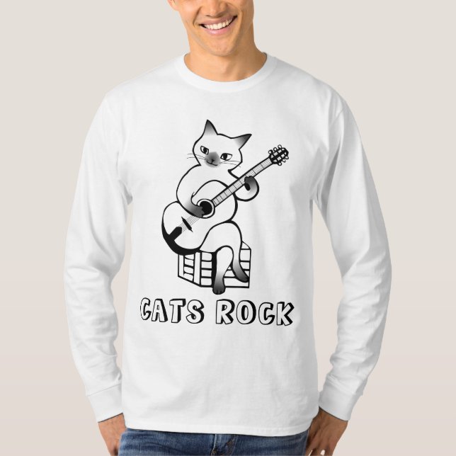 ROCHA dos GATOS, t-shirt da guitarra e camisolas (Frente)