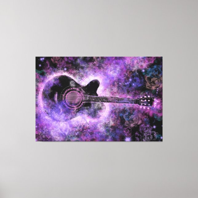 Rocha Guitar Canvas Imprimir Roxo - Pintura (Frente)