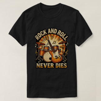 Rock and roll nunca morre camiseta vintage de guit