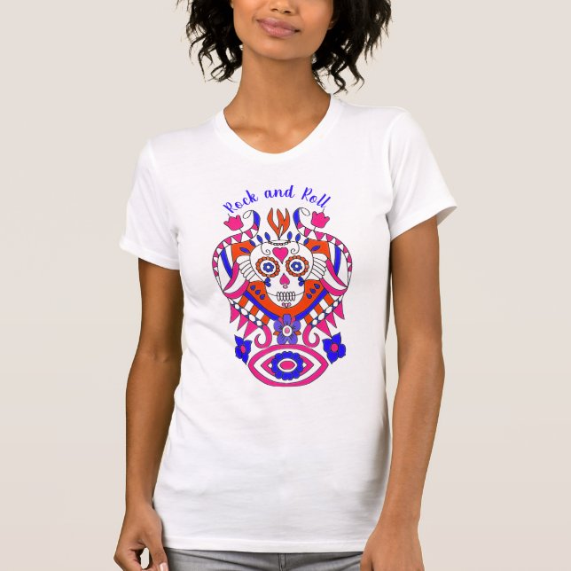 Rock and Roll Sugar Skull T-Shirt (Frente)