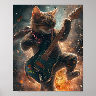 Rock Cat Tocando Poster de Violão