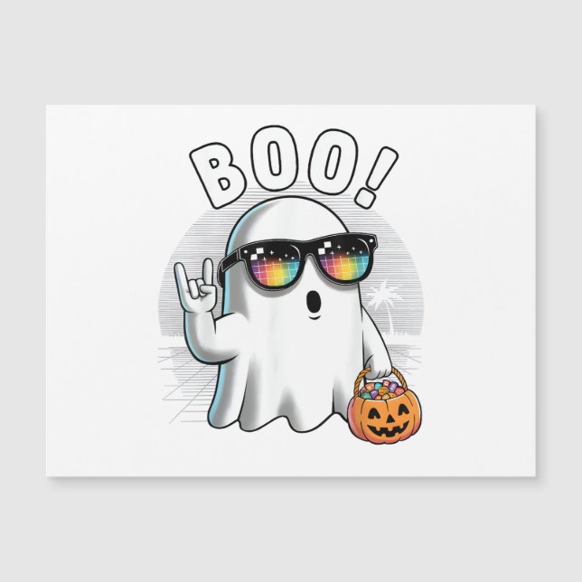 Rock Ghost Retro Halloween Pumpkin Funny Boo (Frente)