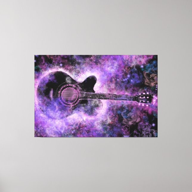 Rock Guitar Canvas Imprime Pintura De Parede Roxa (Frente)