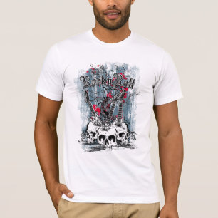 Rock n Roll, Guitarra Skulls, T-Shirt Masculina