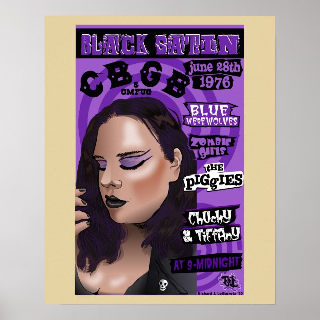 rock poster art do satin preto 70 (Frente)