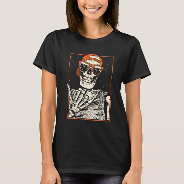 Rock & Roll Skeleton manualmente Camisas de Dia da (Frente)