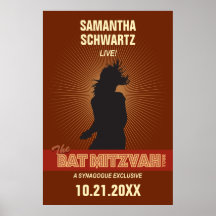 Rock Star Bat Mitzvah Poster em Brown