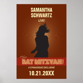 Rock Star Bat Mitzvah Poster em Brown