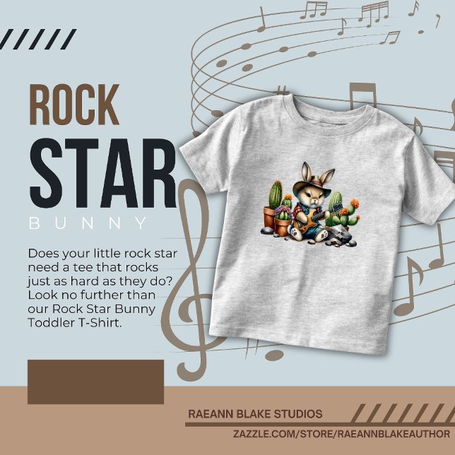 Rockstar Bunny Toddler T-Shirt (Criador carregado)