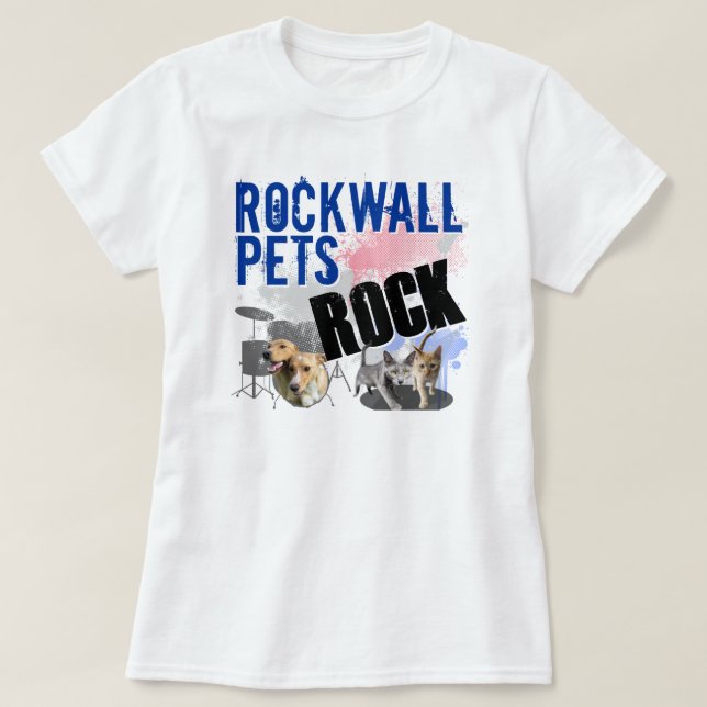 Rockwall Pets o t-shirt branco das mulheres (Frente do Design)