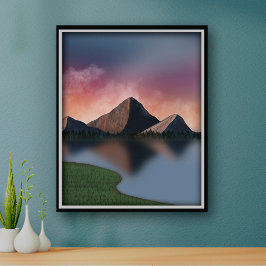 Rocky Mountain Landscape Lake Poster Art Impressão