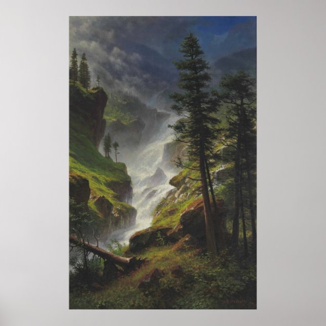 Rocky Mountain Waterfall - Bierstadt Impressão (Frente)