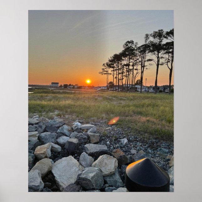 Rocky Waterscape Sunset Photo Poster (Frente)