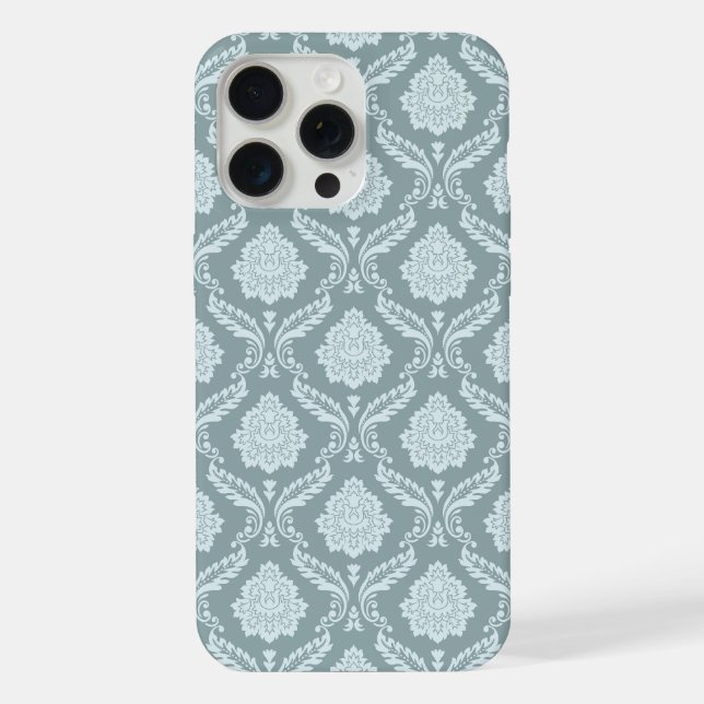 Rococo Damask Rpt Padrão Ovo de Pato Azul+Turquesa (Verso)